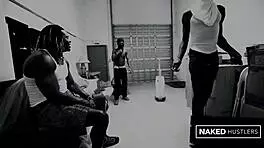 Petite baddie takes on three black performers in a scene