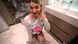 Step sister teaches step bro how to last longer in sex until cum inside