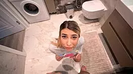 Step sister teaches step bro how to last longer in sex until cum inside