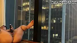squirting with butt plug vibrator and dildo in nyc scyscraper chubby dakota marr anal hairy pussy