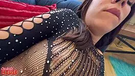 young brazilian babe watches videos and interacts with two guys