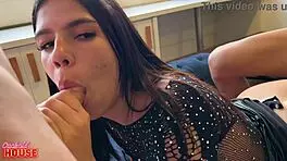 young brazilian babe watches videos and interacts with two guys