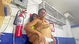 Busty stepmother licks stepdaughter's wet pussy for first time