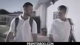 nerdy teen gets a double penetration