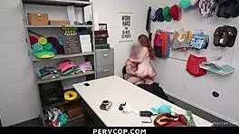 teen reveals stolen items to guard and offers to suck his cock at work - pervcop