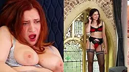 Flexible teen in lingerie swallows after blowjob