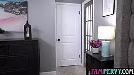 Watch MILF stepmom masturbate then fuck teen stepson in doggystyle!