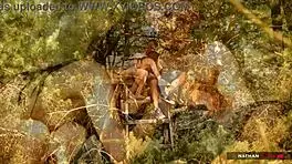 hot brunette gets dicked in the forest