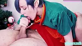 Naughty elf blowjob and 69 with monster cock, cute young 18+ orgasm!