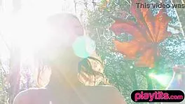 Petite Canadian Cougar MILF Strips Out Of Lingerie Outdoors