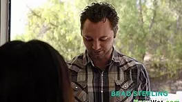 Sensual hot teen masseuse pours nuru gel on herself and client