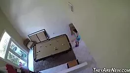 A lingerie-clad teen feels intense emotions during a hardcore blowjob leading to a spunky facial.