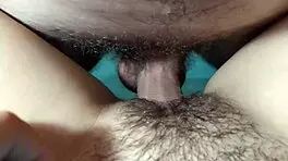 twice cumming on hairy pussy girl riding close-up
