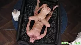 Lovely Teen 18+ Masseuse Covered In Nuru Gel Gets Her Pussy Pounded On The Mattress - Brad Sterling Xxlayna Marie