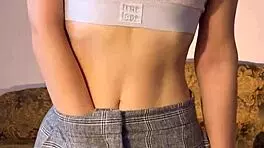 petite teen 18+ masturbating with dildo, fingering her tight pussy