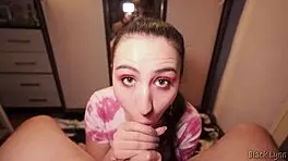 Stunning Brunette Black Lynn Performs Deepthroat Blowjob And Vape, Cum In Mouth POV