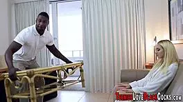 Blonde teen intensely gives footjob and sucks cock