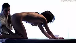 girl massages another girl vika for the first time.