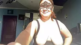 Beautiful woman in stockings expands anus with big eggplant