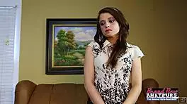 mature classy brunette reagan strips and deepthroats hard cock