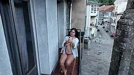 Risky public balcony activity with my stepsister