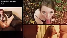 Naughty british college student with blue eyes makes her step-dad cum in homemade creampie