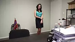 Mexican teen gives handjob to big cock