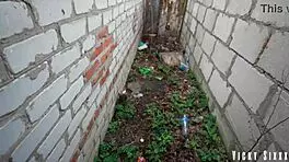 real fast risky blowjob behind the garages cummed mouth full and made her swallow