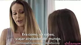 brunette interacts intimately with her neighbor in spanish