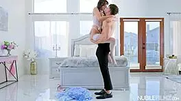 Nubile fantasy features shy petite teen lana small in hardcore deepthroat and kissing scenes.