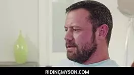 Busty Carmela Clutch Delivers Intense Blowjob Under Desk Then Rides Sergeant Miles Hard