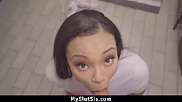 Ebony Stepsis Sucks And Fucks Stepbro's Massive Cock