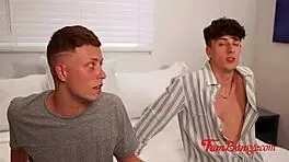 Teen friends daring double dick down