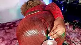 i am wearing red while stuffing a dildo up my tight asshole in anal collection african bunz