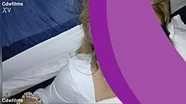 Young woman lets cum on face