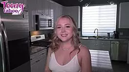 Blonde babysitter teases for creampie in teen pussy