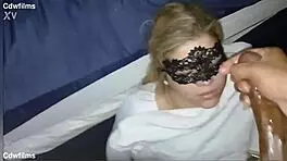 Young woman lets cum on face