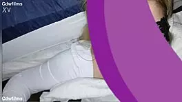 Young woman lets cum on face