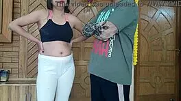 teen tricked into getting naked for personal trainer and sucking his cock morning yoga class with sexy student