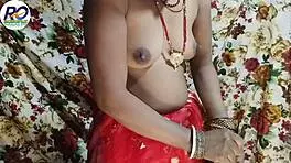 I enjoy great sex with her in red saree, squeezing boobs and ass fucking