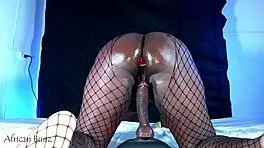 south african ebony rides big american dildo