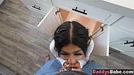 Teen Step Daughter Sucks Step Dad Behind Step Mom's Back