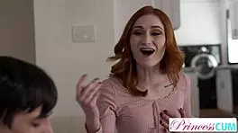 Sweet Petite Redhead Scarlet Skies Coaches Stepbro Using New Pussy Therapy Method