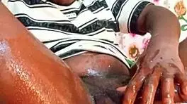 Sexyjayla254 jerking off big black oiled dick.