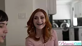 Sweet Petite Redhead Scarlet Skies Coaches Stepbro Using New Pussy Therapy Method