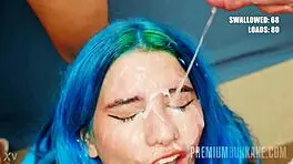 Teen gangbang with cum facial bukkake blowbang