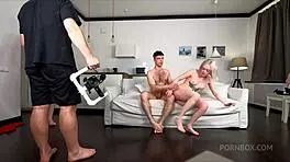 gorgeous blonde teen eva barbie vs two big cocks