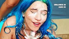 Teen gangbang with cum facial bukkake blowbang
