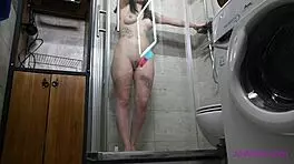 Horny teen 18+ really needed to cum before taking that shower 😉