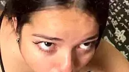 Cute Submissive Girlfriend Gives Deep Sloppy Blowjob to Big Dick